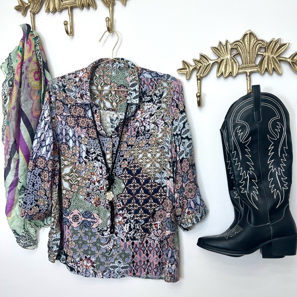 Shabby chic soft blouse Xl top 23” l 28” - Picture 4 of 5